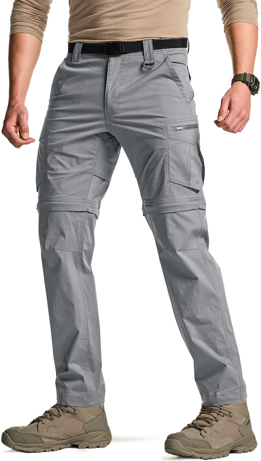CQR Men's Convertible Cargo Pants - Water Resistant Hiking Pants with Zip-Off Legs | Lightweight Stretch UPF 50+ Outdoor Work Pants for Camping, Travel & Adventure Activities