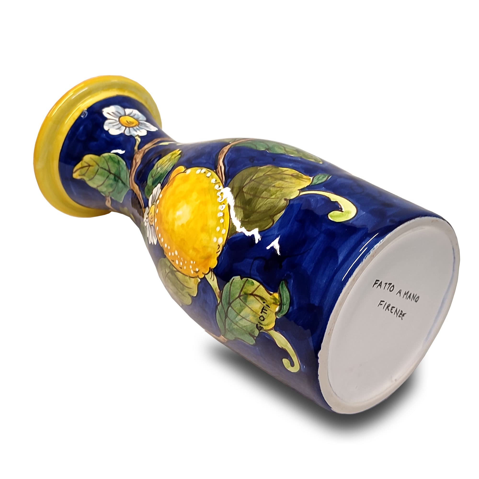 Hand-Painted Italian Ceramic Wine Jug with Lemon Design - 16.9 oz Tuscan Kitchen Carafe & Utensil Holder - Authentic Italian Pottery for Wine Serving & Home Decor - Perfect for Italian-Themed Dinners, Kitchen Storage & Gift Giving
