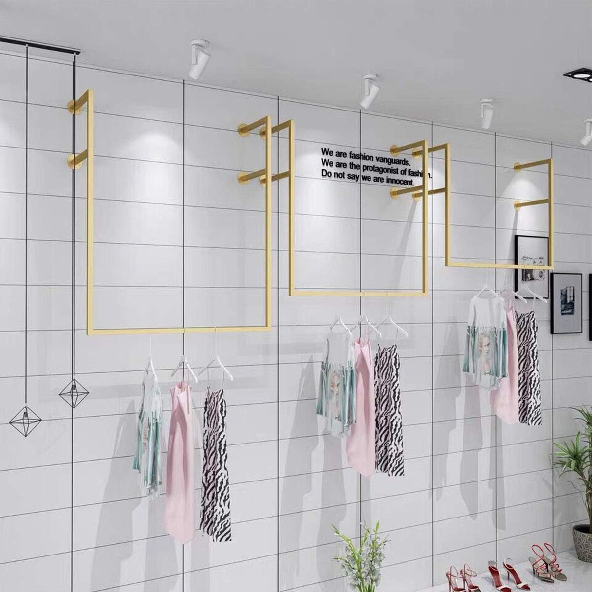Simple Wall Mounted Metal Display Rack - U-Shaped Shelf for Clothing & Towel Storage (Gold, 39