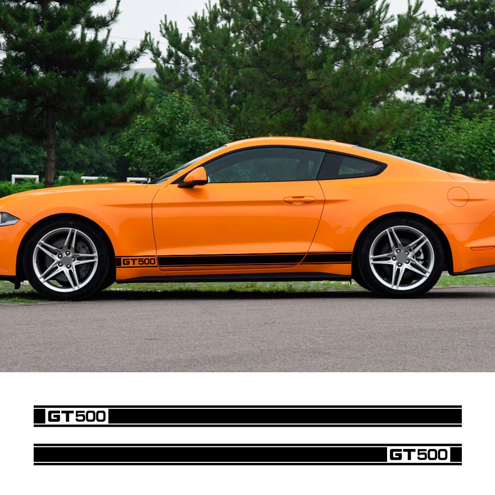 Ford Mustang GT500 Racing Stripes - 2PCS Vinyl Decals for Car Door & Side Skirt - Auto Body Styling Accessories for Sports Cars