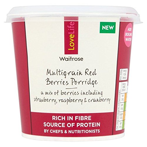 Waitrose Multigrain Red Berry Porridge Pot 70g - Healthy Instant Breakfast Oatmeal with Whole Grains & Berries - Perfect for Busy Mornings, Office Snacks & On-the-Go Nutrition