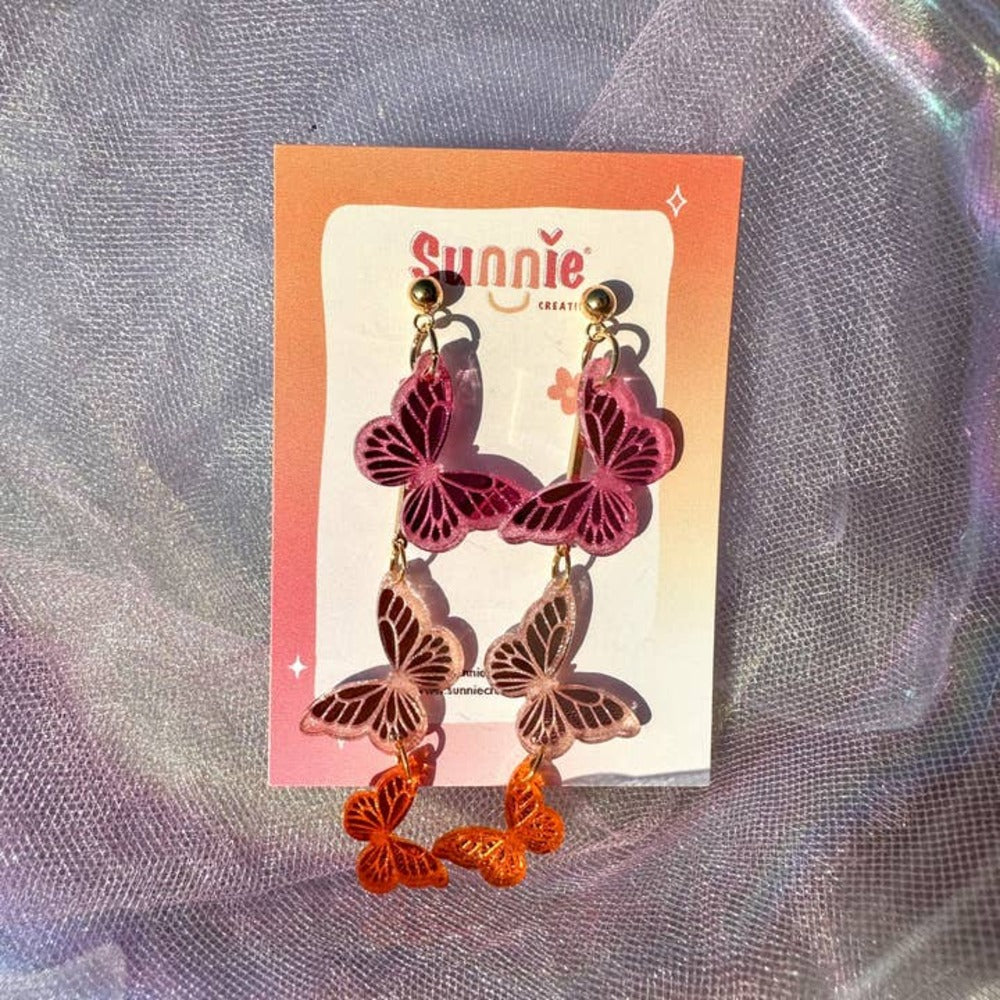 Colorful Butterfly Acrylic Earrings for Women - Fashion Candy Kaleidoscope Dangle Earrings - Perfect for Parties, Weddings & Everyday Wear