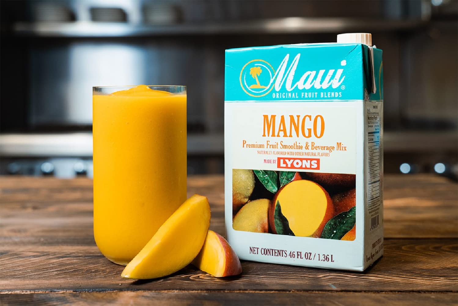 Premium Maui Mango Fruit Smoothie Mix - 46 fl oz (Pack of 6) | Tropical Drink Powder for Smoothies, Cocktails & Healthy Beverages | Perfect for Home, Cafes & Beach Parties