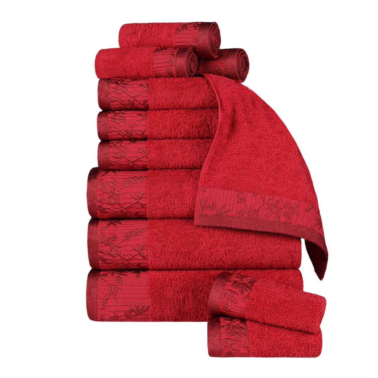 Wisteria Cotton Floral Embroidered Jacquard 12-Piece Luxury Bath Towel Set | Soft & Absorbent | Perfect for Bathroom, Spa & Guest Room Decor