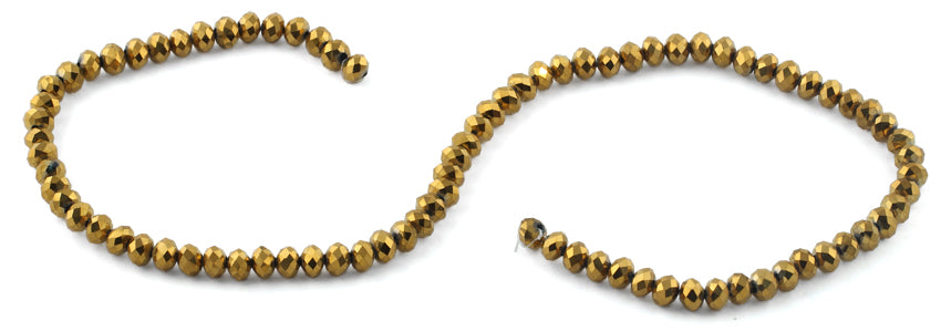 6mm Gold Faceted Rondelle Crystal Beads for Jewelry Making - DIY Bracelets, Necklaces & Earrings - Premium Sparkling Beads for Crafting & Fashion Accessories