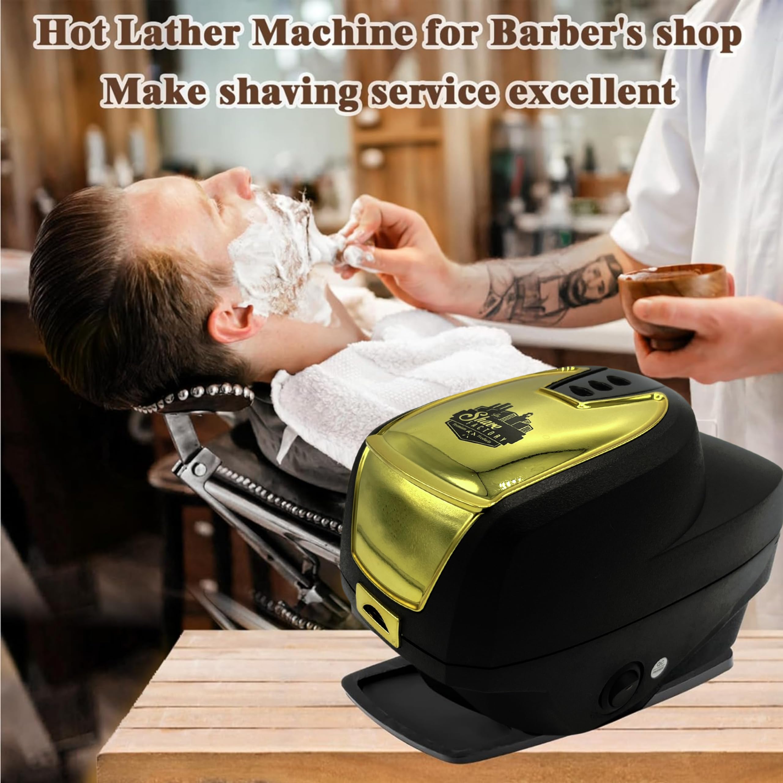 Professional Hot Lather Machine for Barbers & Home Use - 9oz Heated Shaving Cream Dispenser with Lather Warmer | Perfect for Barber Shops, Home Grooming & Christmas/Birthday Gifts for Men (Great for Daily Shaving Routine & Professional Salon Treatments)
