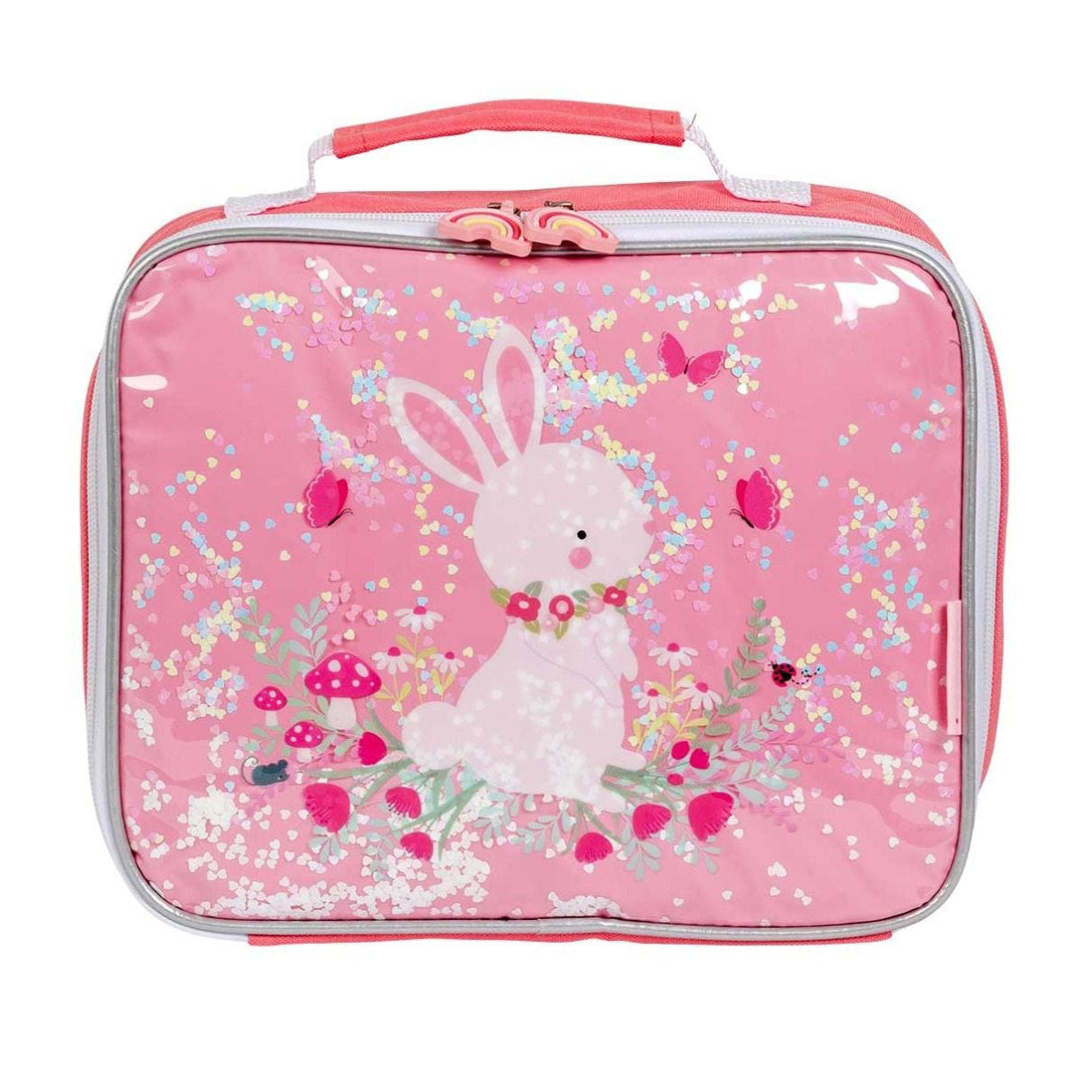 A Little Lovely Company Glitter Bunny Cool Bag - Cute Sparkly Lunch Box for Girls, School, Picnic & Beach Day Accessories