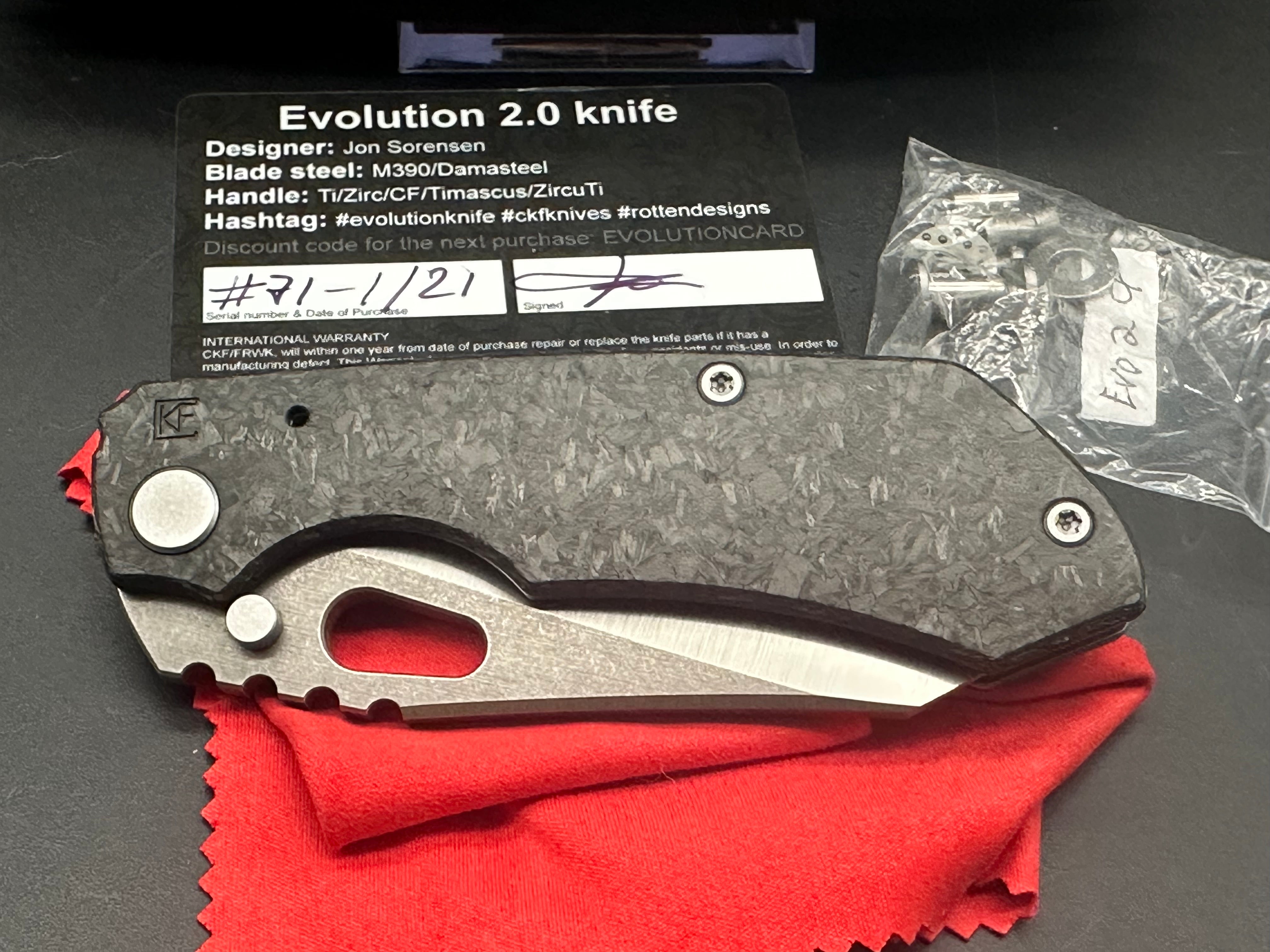 CKF Custom Knife Factory Evolution 2.0 CF #71 - Premium Folding Pocket Knife with Carbon Fiber Handle - Perfect for EDC, Outdoor Adventures & Collectors