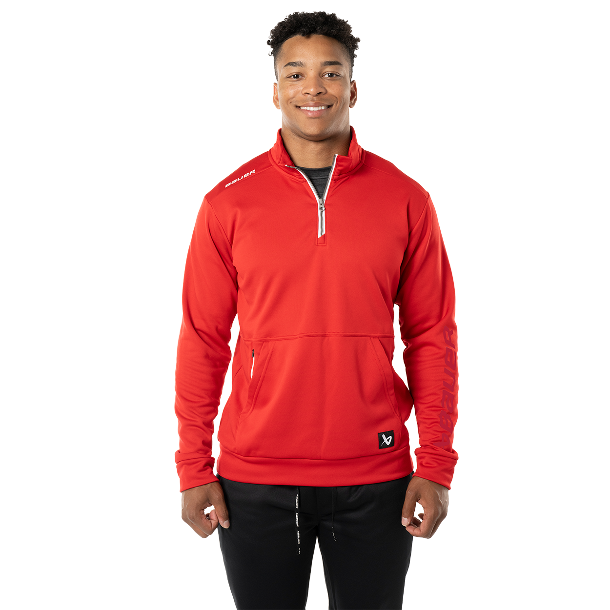 Bauer Team Fleece 1/2 Zip Senior Pullover - Warm & Comfortable Men's Fleece Jacket for Outdoor Sports, Hiking & Casual Wear