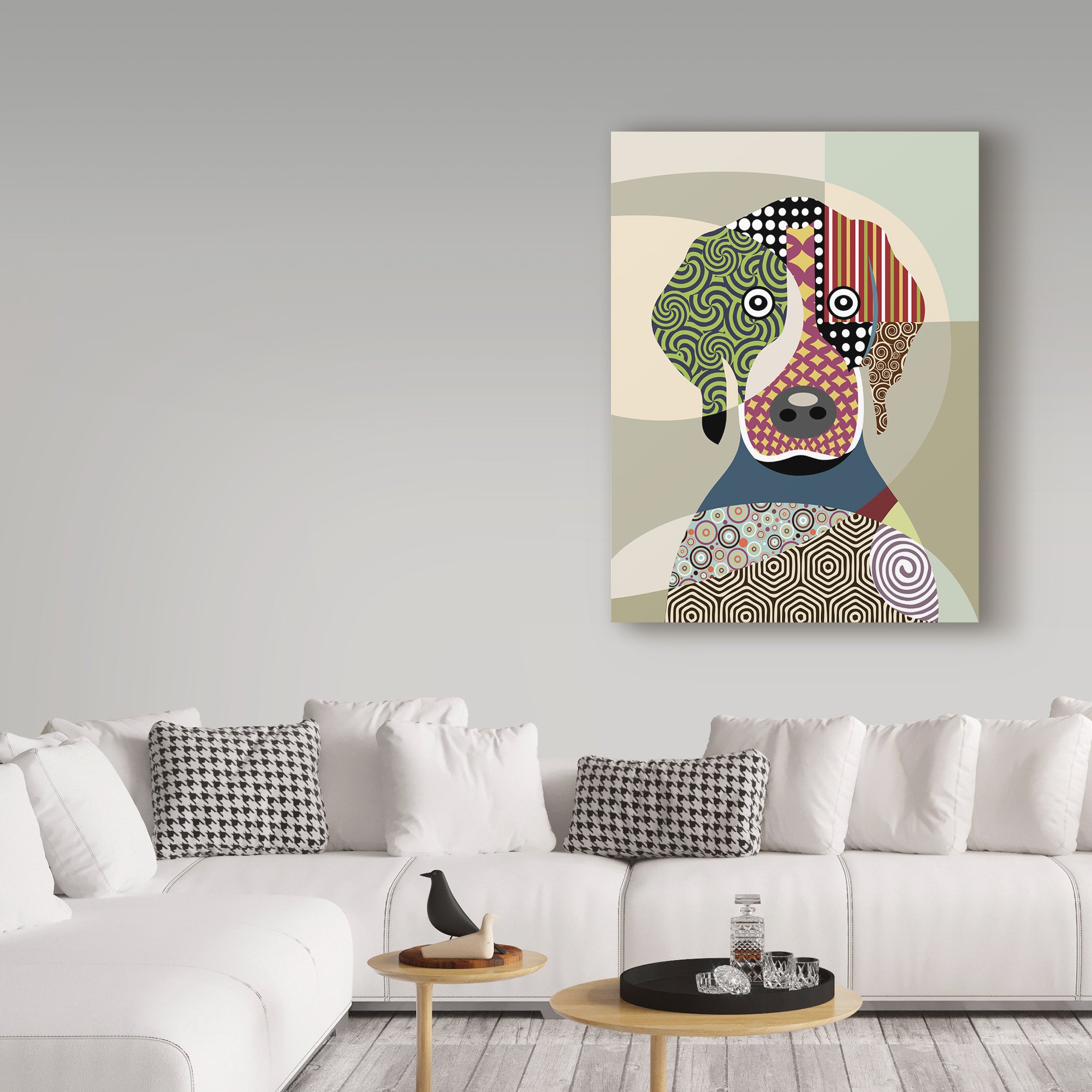 Lanre Adefioye Beagle Dog Wall Art - 35x47 Inch Canvas Painting - Perfect for Living Room, Bedroom & Office Decor
