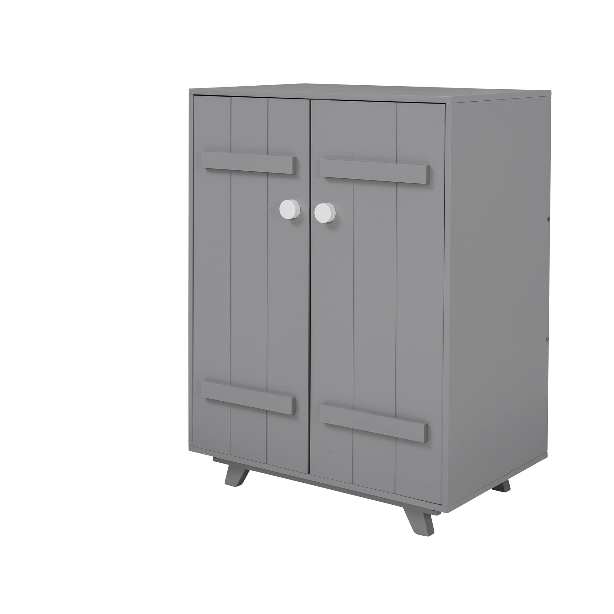 Wooden Kids Wardrobe with Hanging Rod - 2 Door Storage Cabinet for Boys & Girls, Cute Gray Closet Organizer for Children's Room | Perfect for Bedroom, Nursery & Playroom Storage