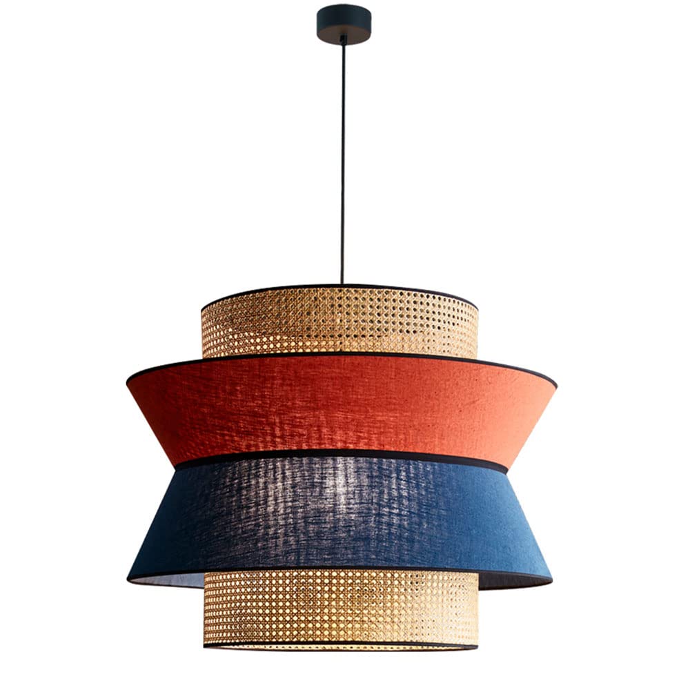 Japanese Bamboo Pendant Light - Handmade Hollow Retro Chandelier for Restaurant, Farmhouse & Home Decor - Unique Artistic Hanging Lamp Fixture for Dining Room, Patio and Outdoor Spaces