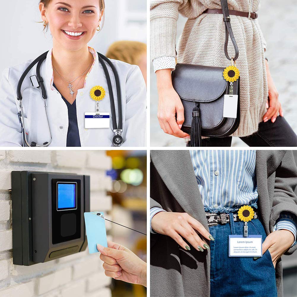 **GORGECRAFT 2 Pack Sunflower Nursing Badge Reel Holder - Retractable ID Badge Holder with Alligator Clip & Reinforced Strap - Clip-On Card Holder for Nurses, Volunteers, Doctors & Healthcare Workers - Perfect for Hospitals, Clinics & Workplaces**