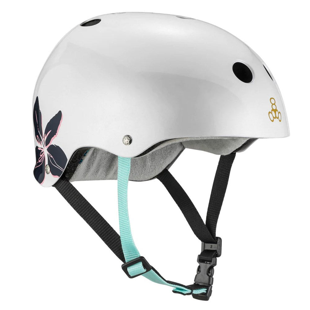 Triple 8 Certified Sweatsaver Helmet with Floral Design - Skateboard, Roller Skating & Bike Safety Gear for Adults & Teens - Perfect for Outdoor Sports & Urban Commuting