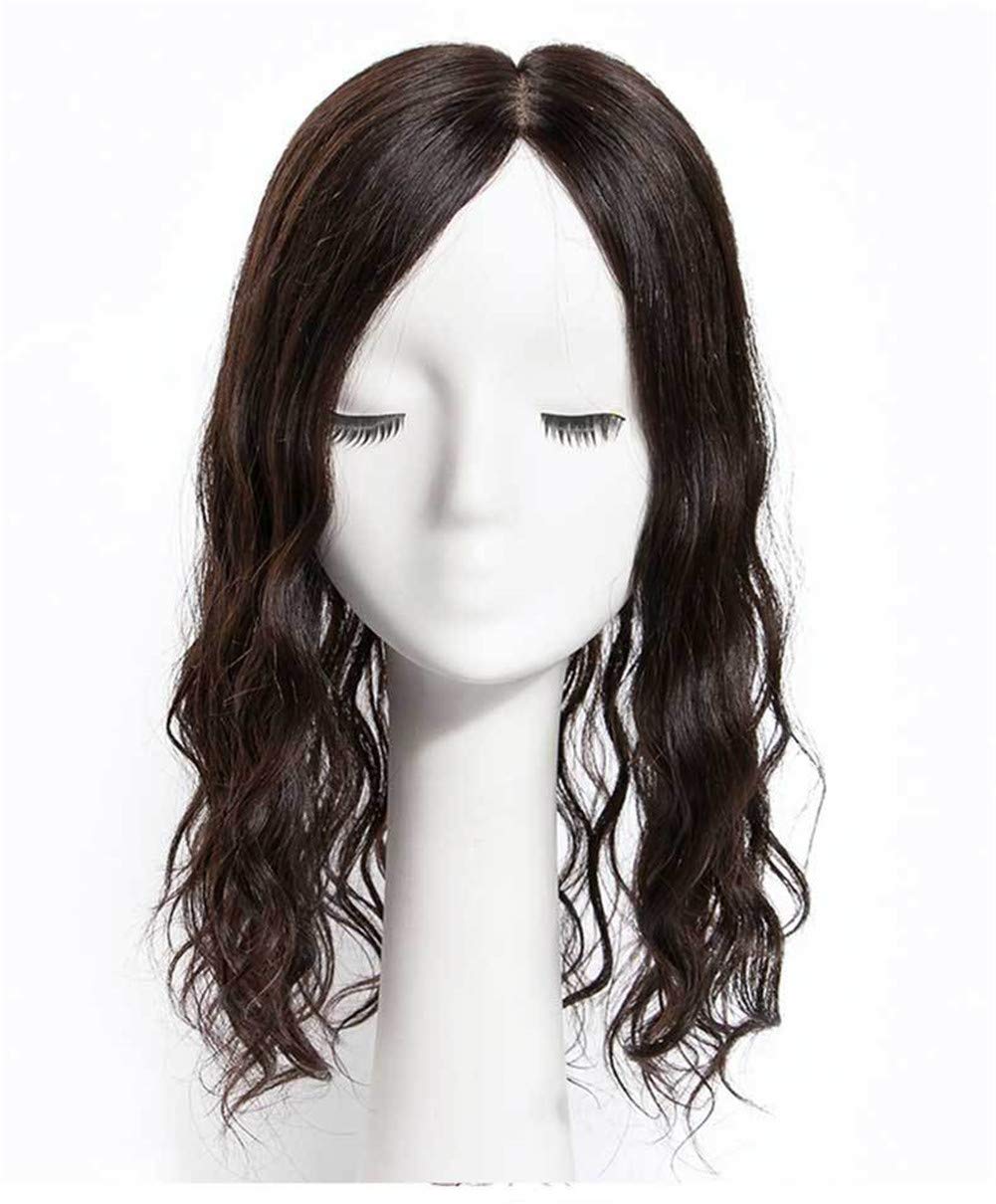 5.5x5.5 Inch Silk Base Human Hair Topper for Women - Hand-Tied Curly Hairpiece for Female Baldness & Thinning Hair - 10 Inch Natural Black Hair Extensions - Perfect for Daily Wear, Special Occasions & Hair Loss Solutions