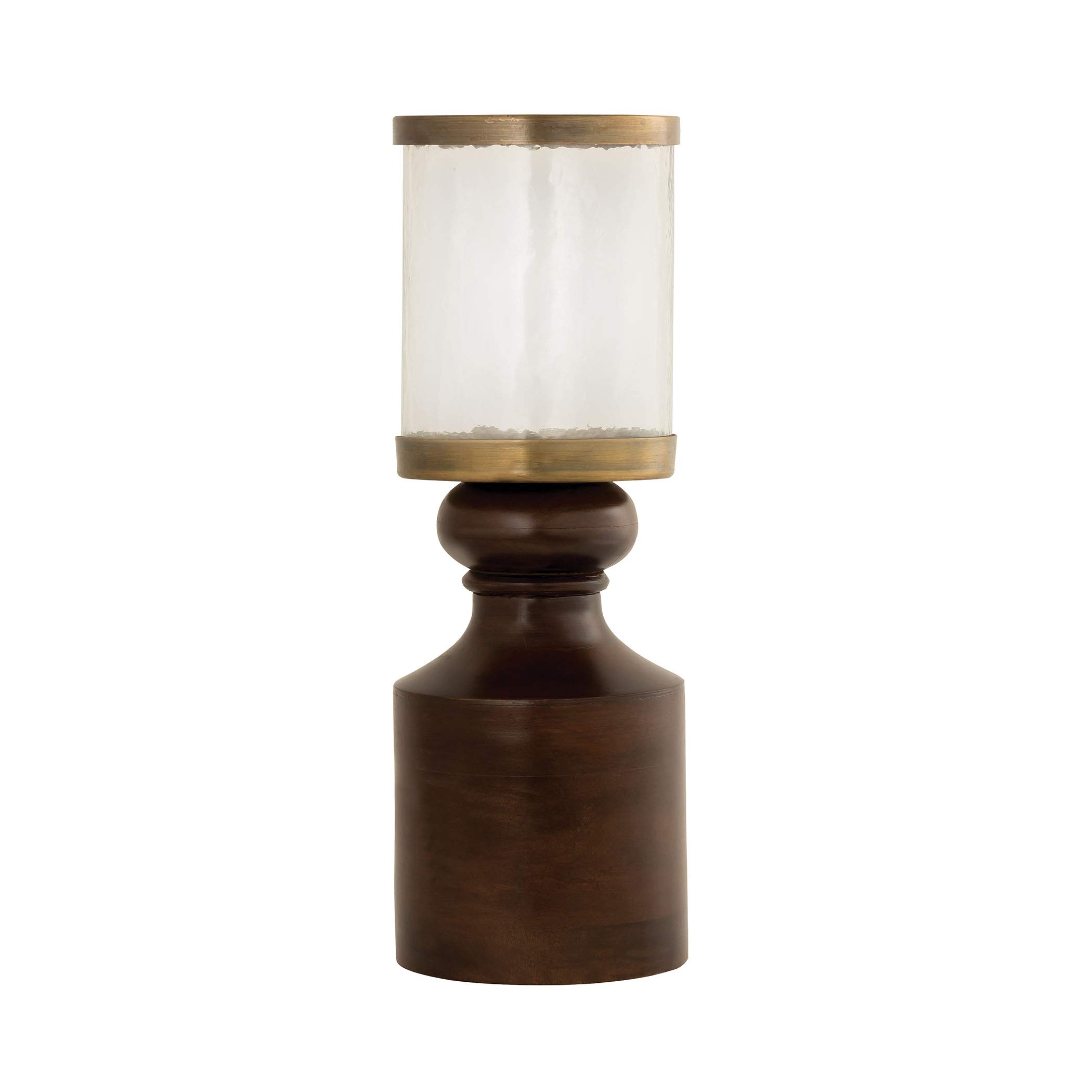 Elk Lighting 573422 Antique Brass Walnut Hammered Clear Glass Candle Holder - Perfect for Dining Table Centerpiece, Wedding Decor, and Home Accents