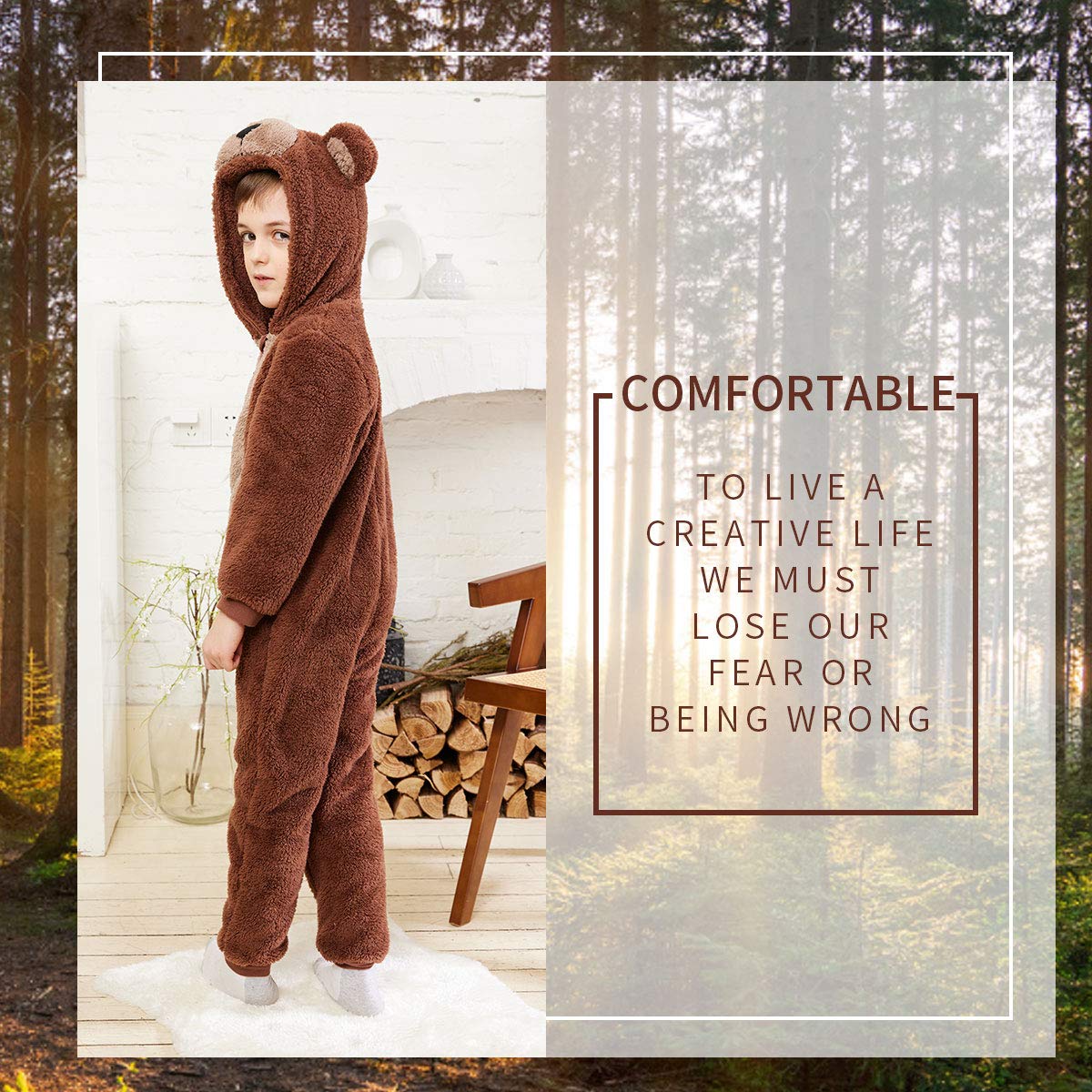 Cozy Kids Flannel Brown Bear Costume Onesie Pajamas - Snug Fit Animal Sleepwear for Boys & Girls | Perfect for Halloween, Christmas Gifts & Family Pajama Parties