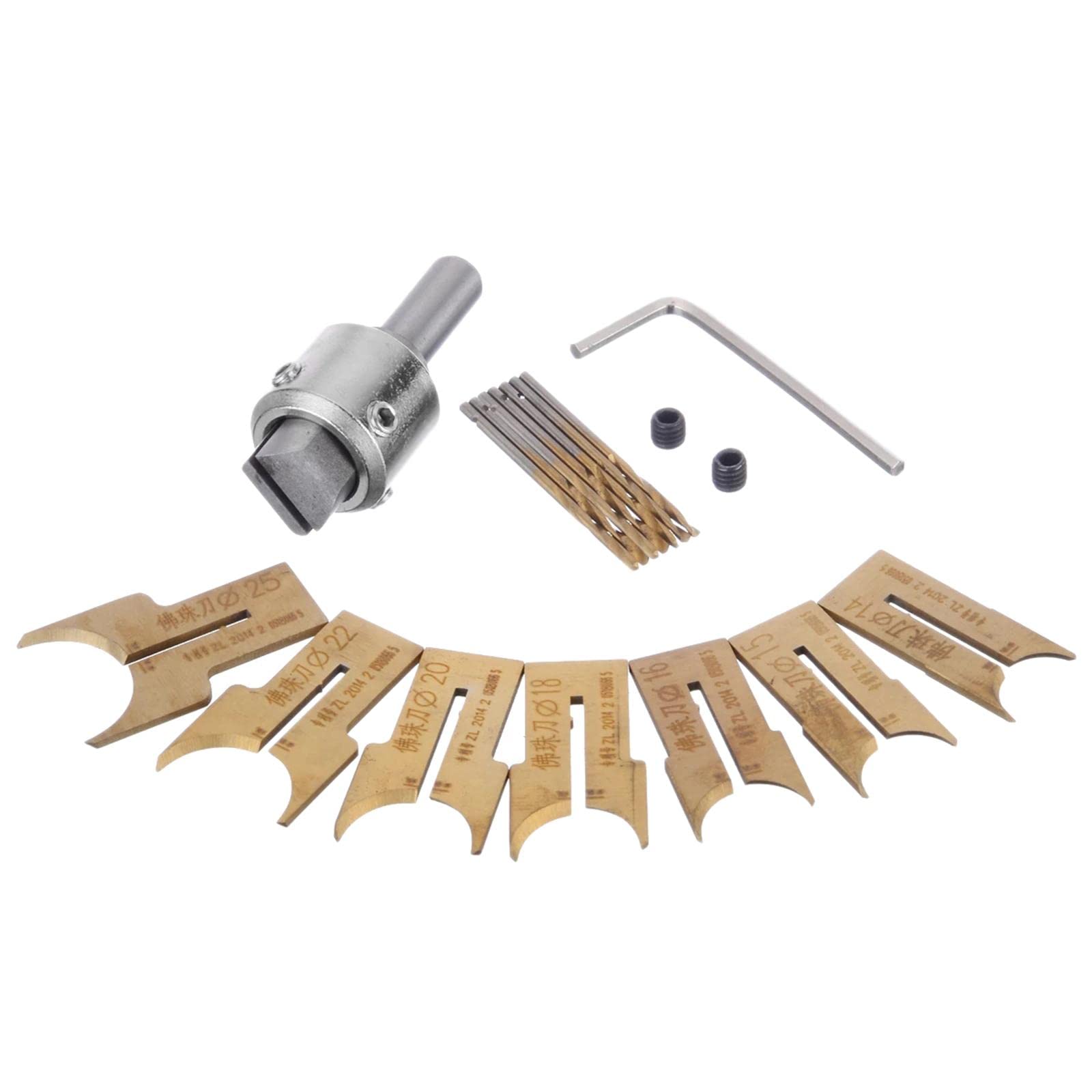 16x Wood Bead Maker Beads Drill Bit Milling Cutter Set - 14/15/16/18/20/22/25mm Blade Sizes for DIY Woodworking, Jewelry Making & Craft Projects - Perfect for Beaded Curtains, Furniture Decor & Handmade Gifts