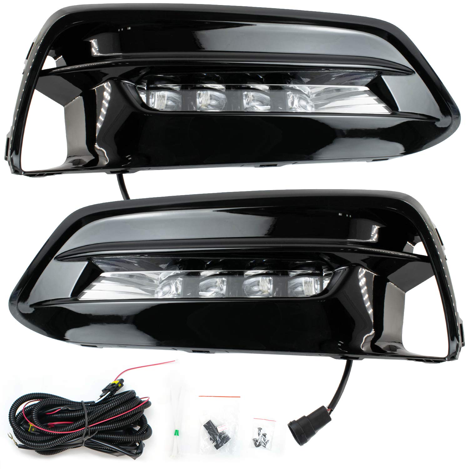 RP Remarkable Power LED Fog Lights for 2018-2020 Honda Accord Sedan - DRL Bumper Fog Lamps Bezel with 12V 7W LED Bulbs & Switch Kit (Driver & Passenger Side, FL7178) - Perfect for Night Driving and Foggy Conditions