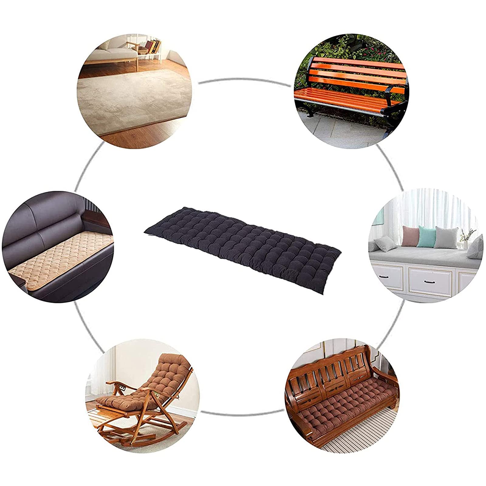 **Outdoor & Indoor Chaise Lounge Chair Cushion - Thick Recliner Backrest Pad (15.75