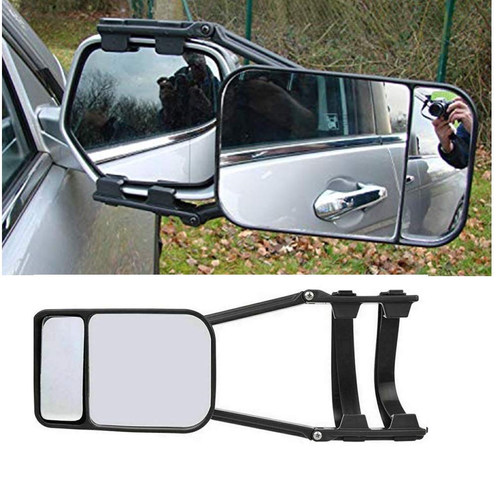 Adjustable Clip-On Car Towing Mirrors - 360° Rotatable Extendable Camper Mirror Extensions for Safer Towing (Not Universal Fit) | Perfect for RV Trailers, Boat Hauling & Truck Camping