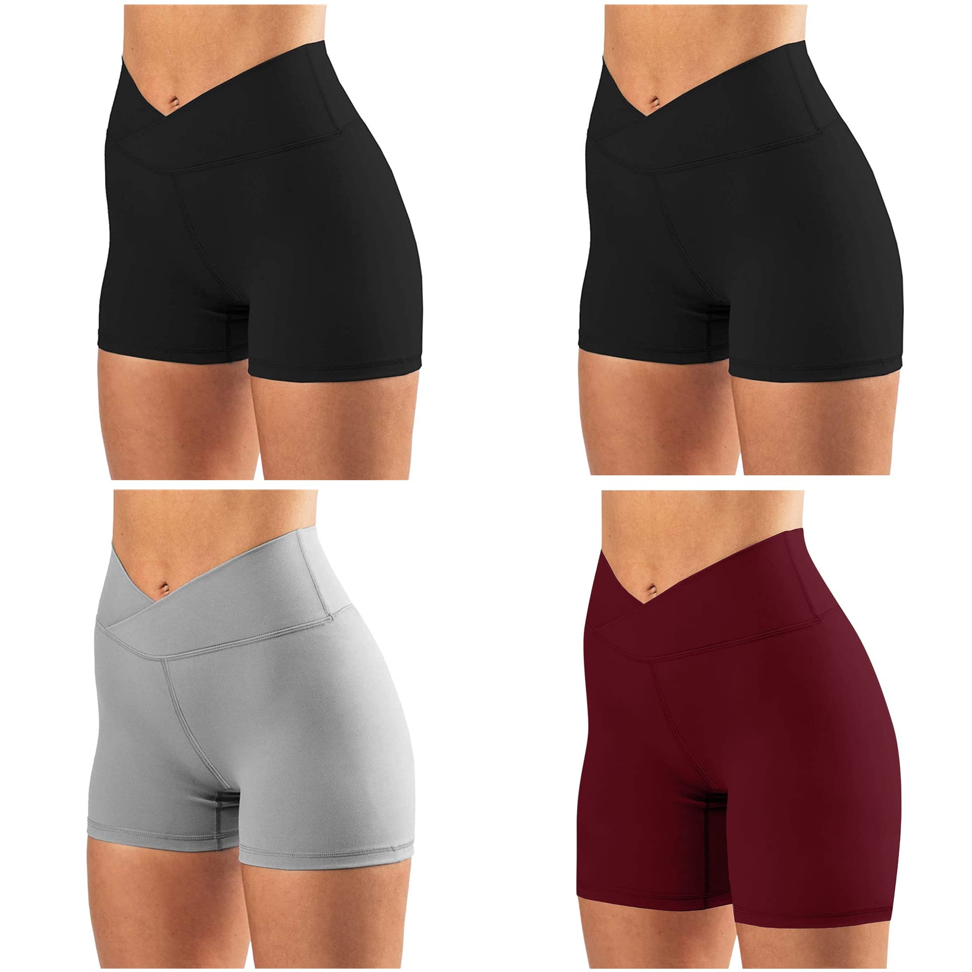 4 Pack Women's High Waisted Workout Shorts - 5