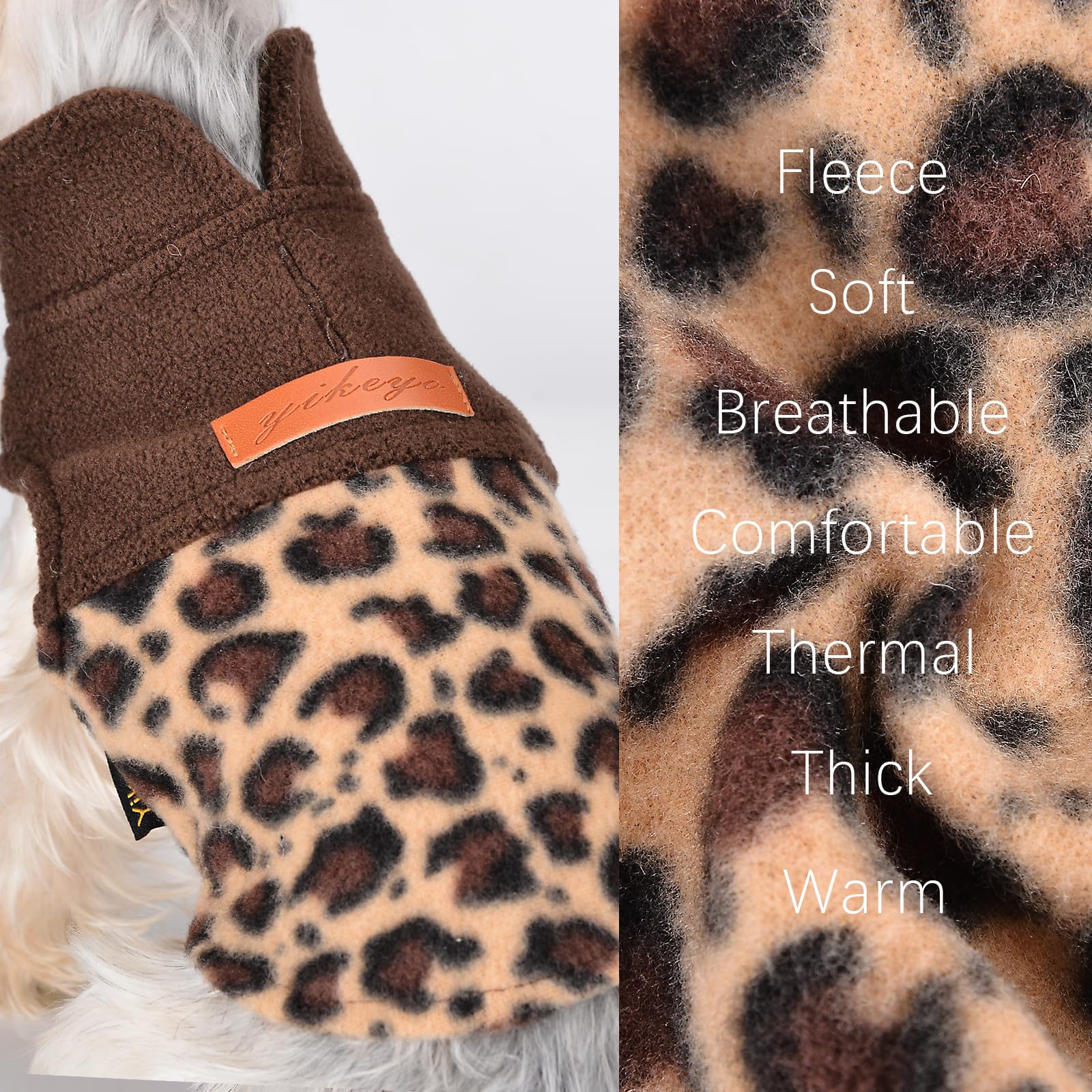 Warm Fleece Vest Dog Sweater - Leopard Print Winter Coat for Small Dogs & Cats | XX-Small Pet Clothes for Cold Weather | Perfect for Outdoor Walks & Indoor Cozy Time