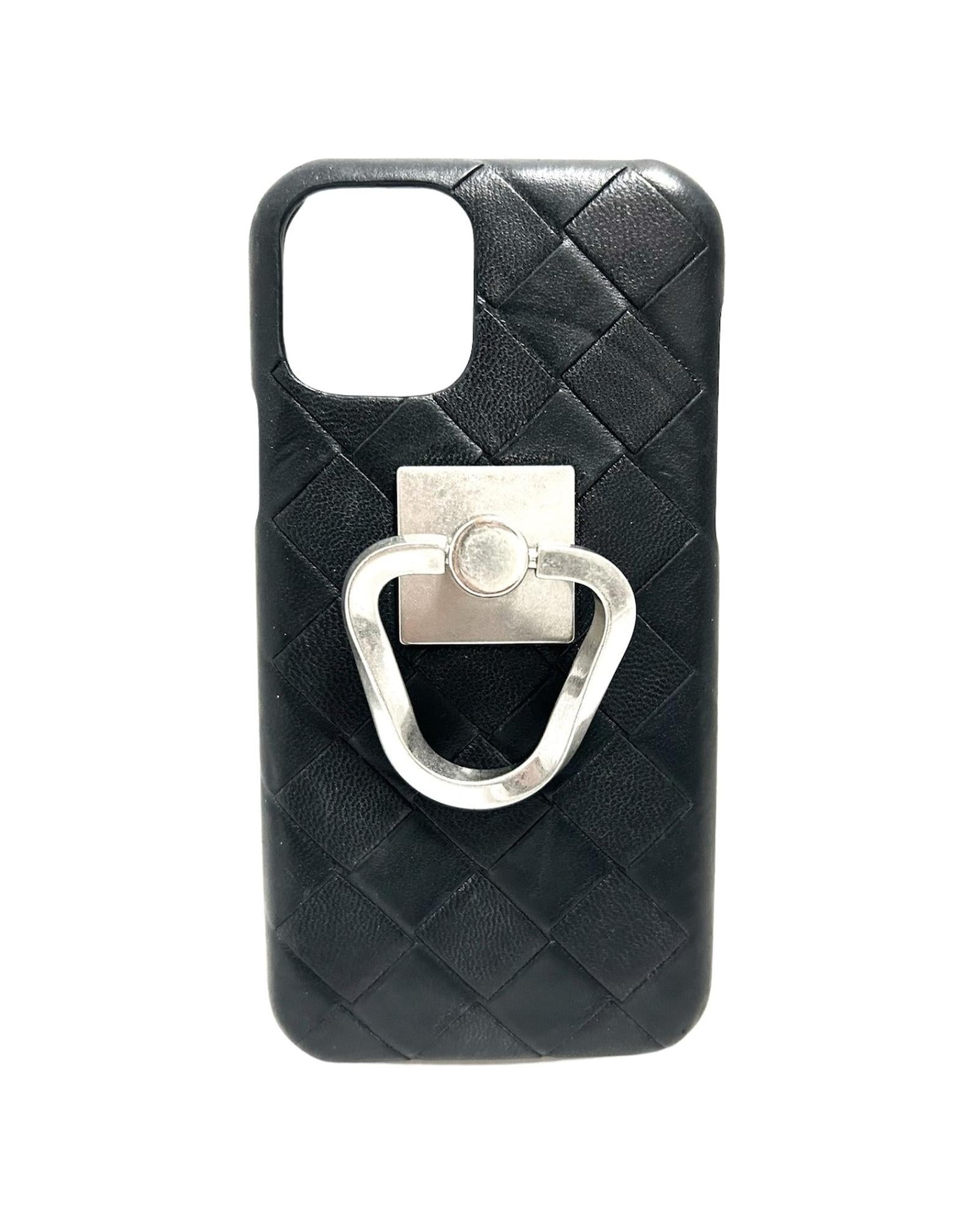 Premium Black Leather Accessory Organizer with iPhone Holder - Perfect for Travel, Office & Daily Essentials Storage