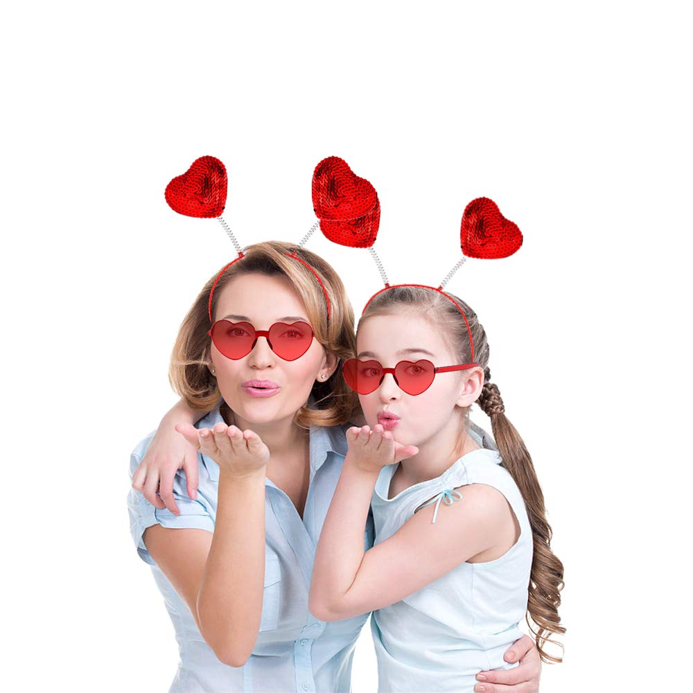 Valentine's Day Heart Headband & Heart Sunglasses Set - Cute Cupid Party Hair Accessories for Women & Girls - Perfect for Valentine's Day, Halloween, Bachelorette Parties & Festivals