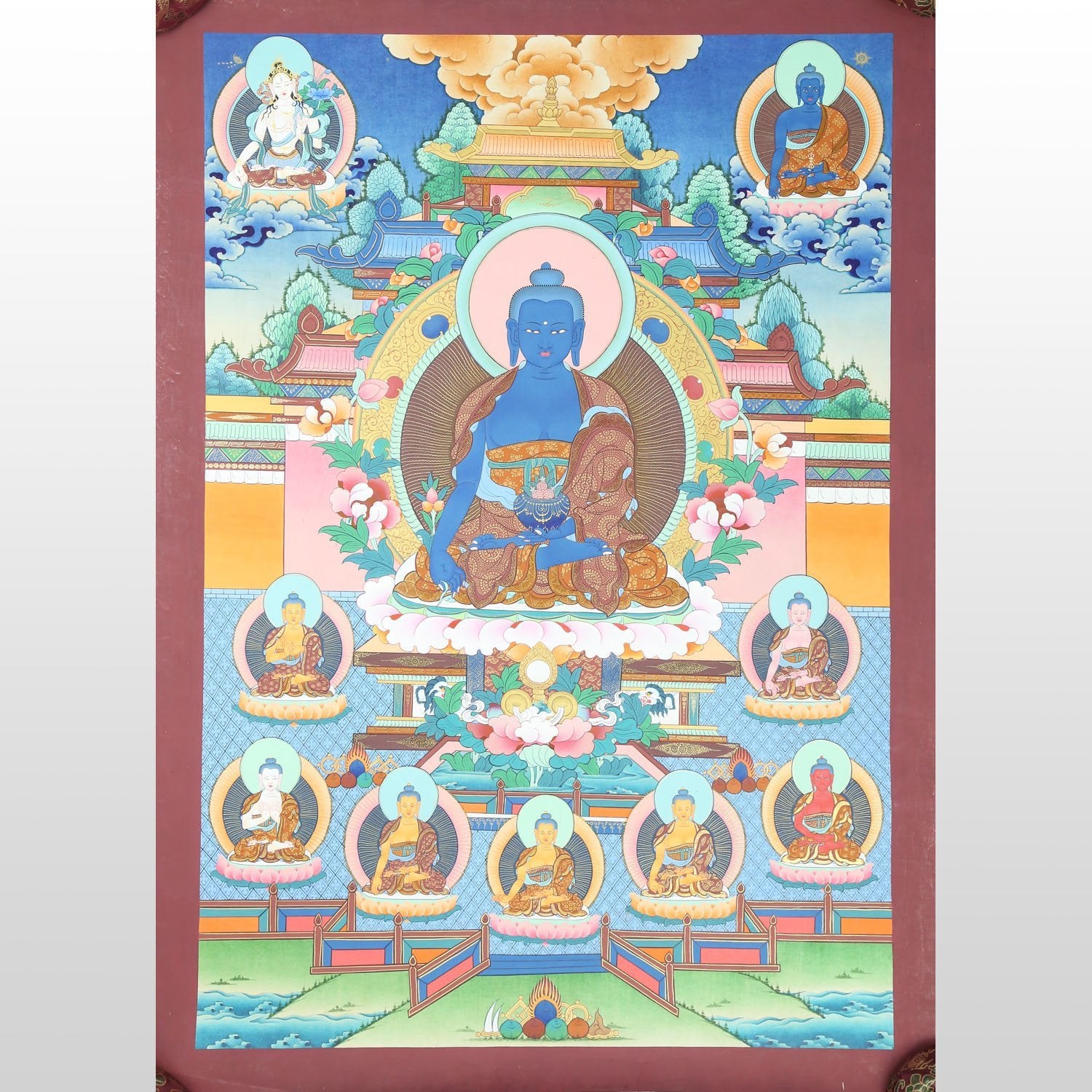 Authentic Tibetan Thangka Painting of Medicine Buddha - Handmade Buddhist Art for Home Altar, Meditation & Spiritual Healing
