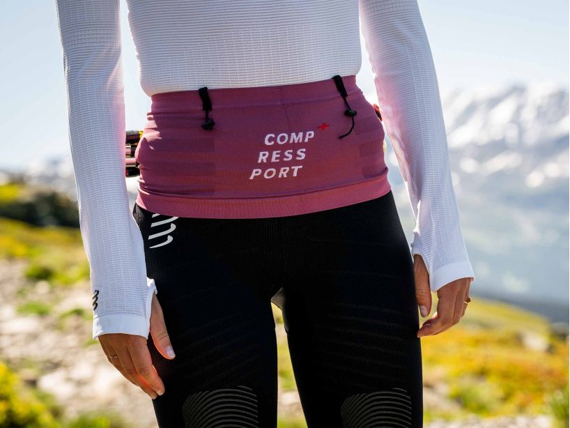 Compressport Unisex Free Belt Pro Deco Rose Running Waist Pack - Lightweight Hydration Belt for Jogging, Hiking & Fitness - Model CU00011B_370