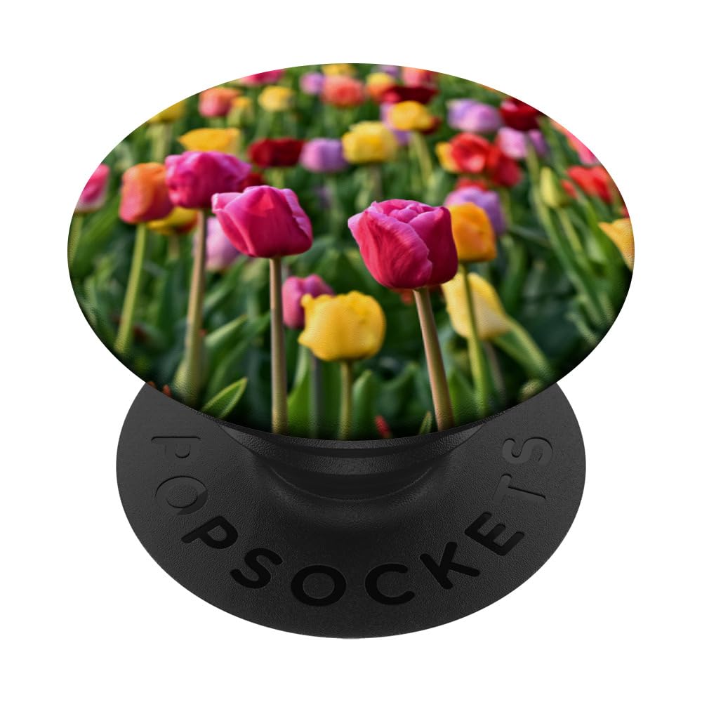 Tulip Flower Design PopSockets PopGrip - Reusable Phone Grip & Stand for iPhone, Samsung, Smartphones - Perfect for Selfies, Video Calls, and Secure Phone Handling
