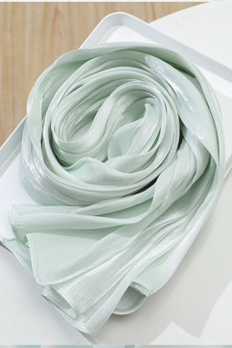 Jimmy Choo Organza Hijab Scarf - Mint Green Muslim Headscarf for Women, Elegant & Lightweight - Perfect for Daily Wear, Prayer, and Special Occasions