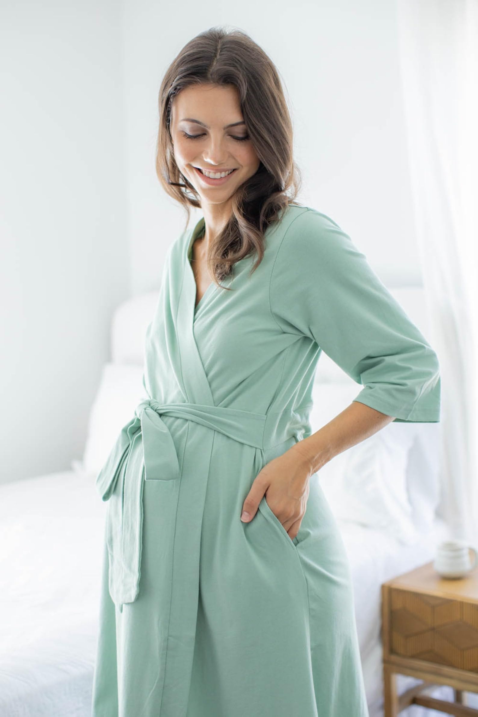 Baby Be Mine Maternity Nursing Delivery Robe & Baby Girl Swaddle Blanket Set with Daddy T-Shirt - Soft Comfortable Postpartum Wear for New Moms and Newborns - Perfect for Hospital Stay, Breastfeeding and Family Photo Shoots