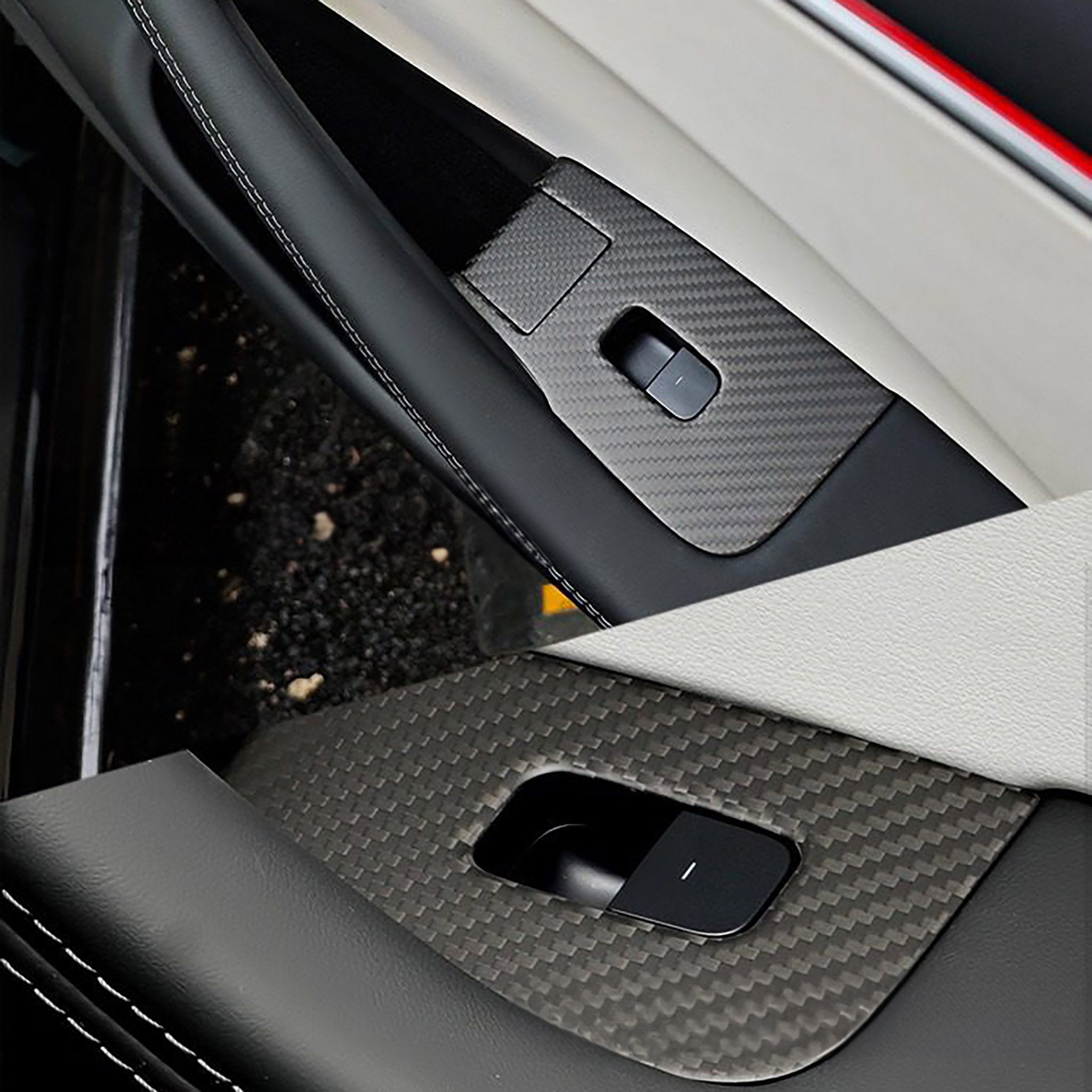 Carbon Fiber Window Switch Trim Cover for Tesla Model 3 Highland - Plain Weave Design | Premium Interior Upgrade | LHD & RHD Compatible | Enhance Your Tesla's Interior Style for Daily Driving & Car Shows