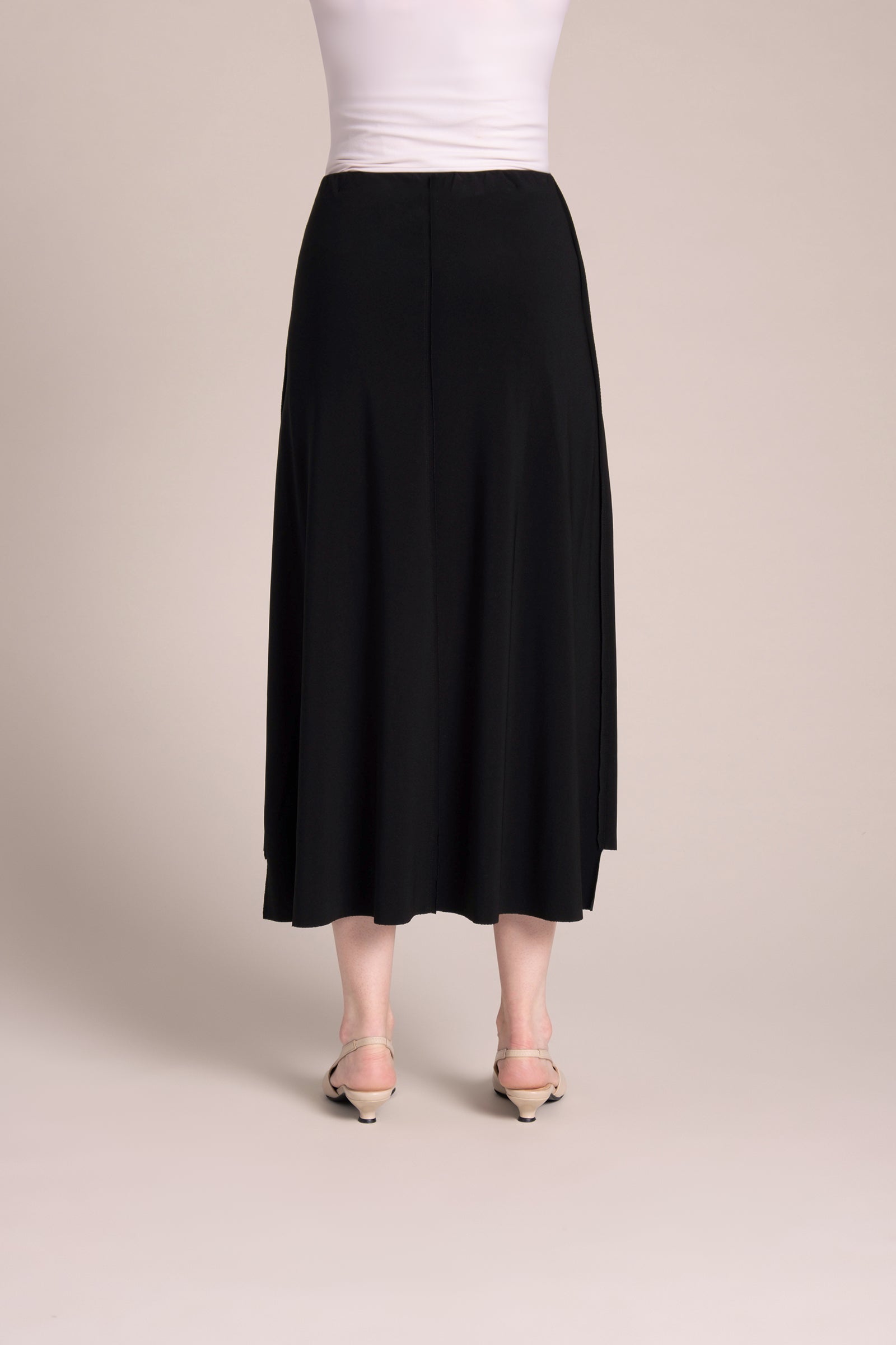 Flounce A-Line Midi Skirt for Women - Elegant Black Flared Skirt with Ruffle Hem | Perfect for Casual Outings, Office Wear & Special Occasions