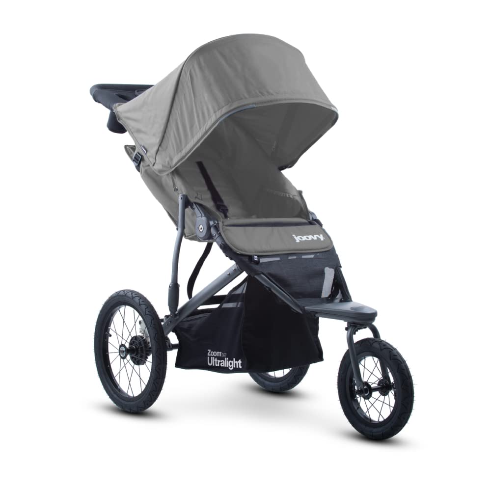 Joovy Zoom360 Ultralight Jogging Stroller - Lightweight Baby Stroller with High Child Seat, Shock-Absorbing Suspension & Large Air Tires for Smooth Ride | Includes Parent Organizer, Air Pump | Easy One-Hand Fold | Perfect for Running, Walking & Outdoor Adventures (Charcoal)
