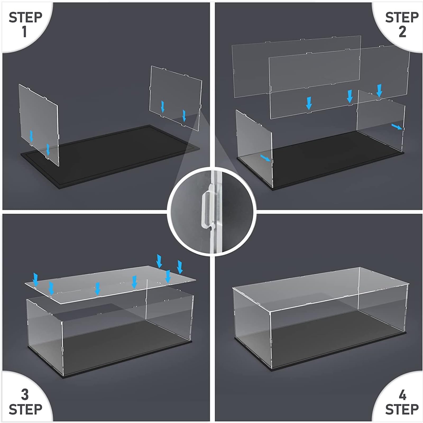 Clear Acrylic Display Case for Lego 21042 Statue of Liberty - 7.9x7.9x19.7 inch Thickened Transparent Protection Box with Wood-Plastic Base & LED String Lights (Black Interior) - Perfect for Collectibles Showcase, Home Decor, and Gift Presentation