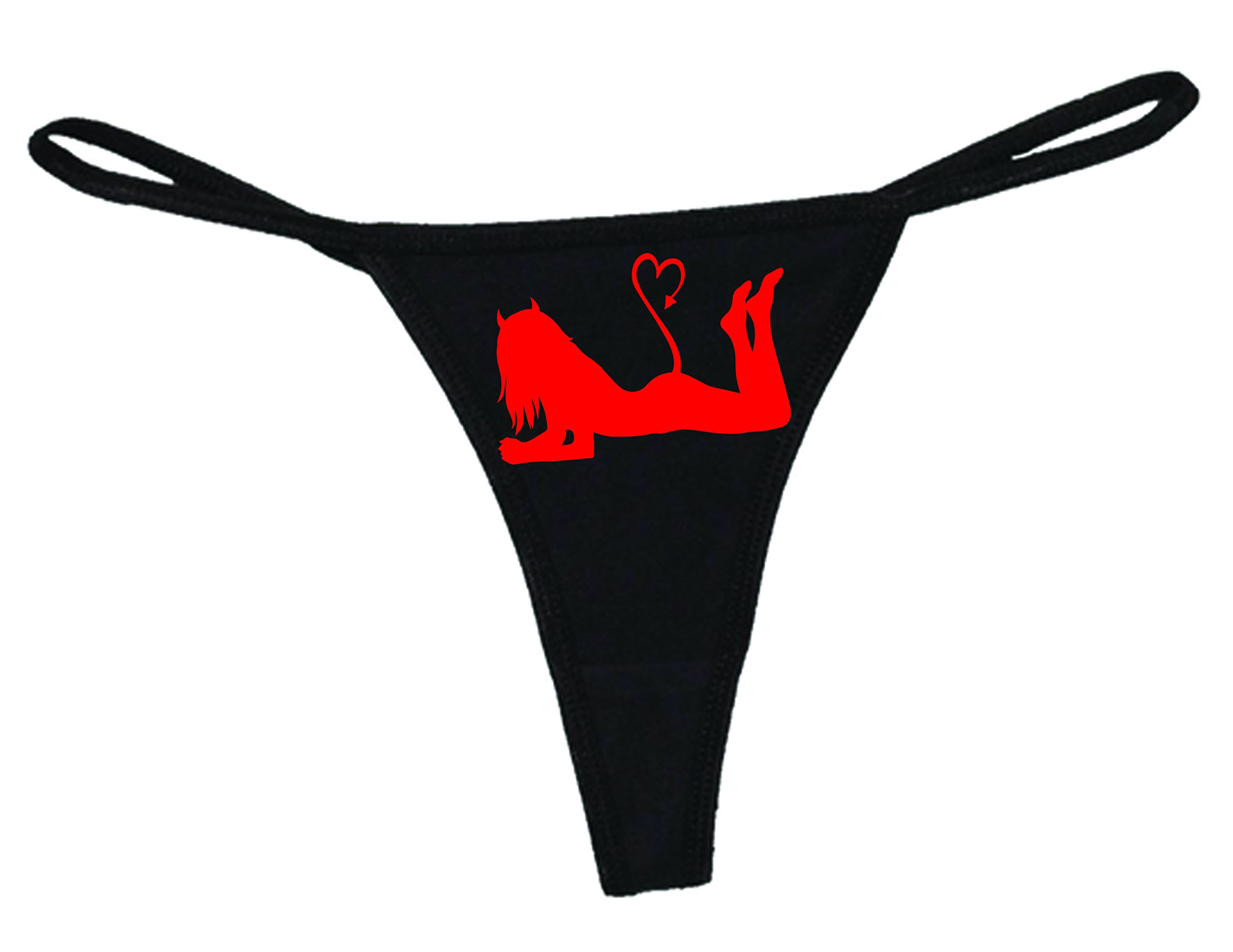 STUFF WITH ATTITUDE Devil Print Black Thong Underwear - Sexy Lingerie for Women, Perfect for Valentine's Day & Romantic Nights