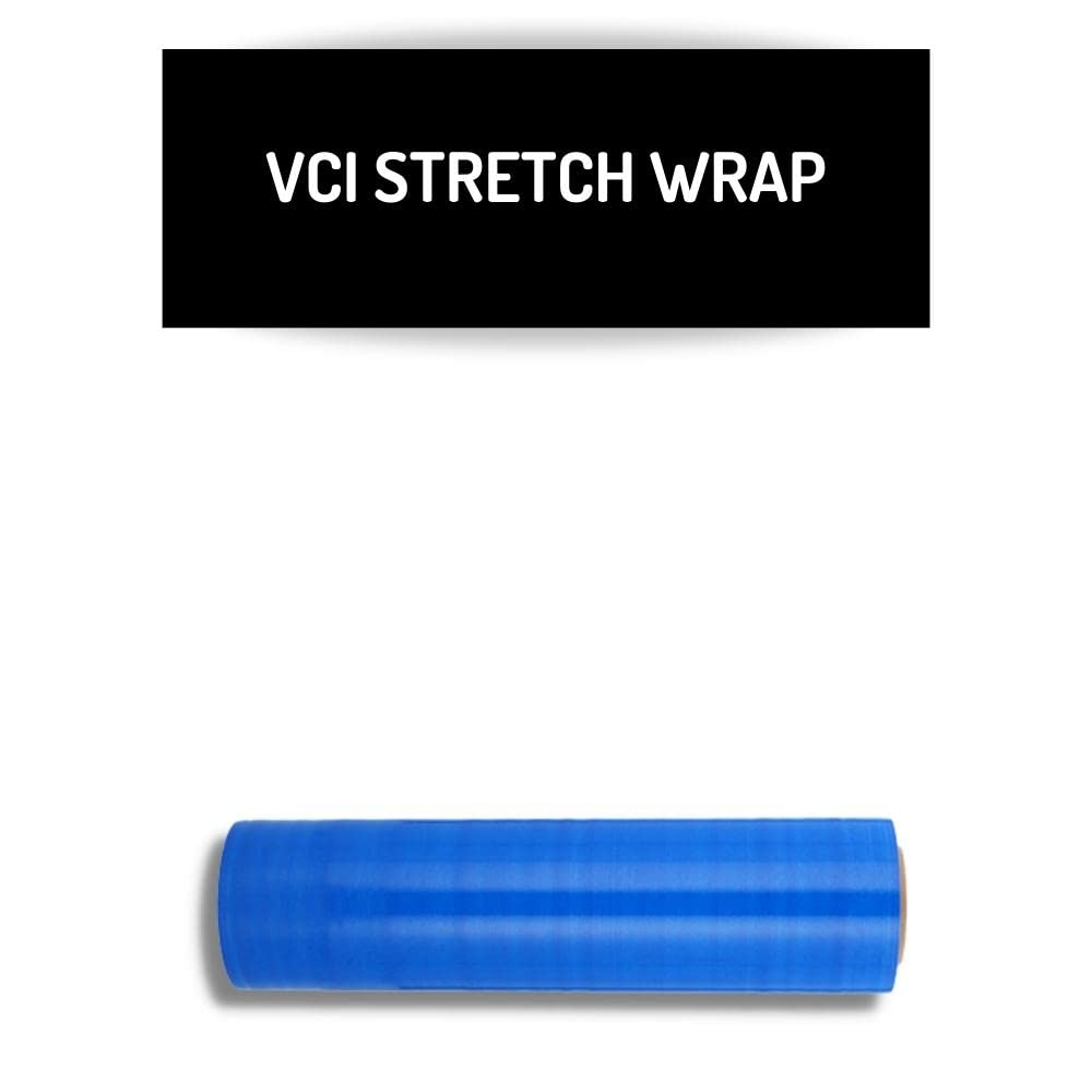 PSBM VCI Machine Stretch Wrap - 20 Inch x 4500 Feet, 100 Gauge Blue Plastic Cling Film with Corrosion Inhibitor Technology (1 Pack) - Ideal for Industrial Equipment Storage & Metal Parts Protection