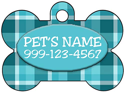 Custom Plaid Dog ID Tag - Personalized Pet Collar Accessory for Dogs & Cats