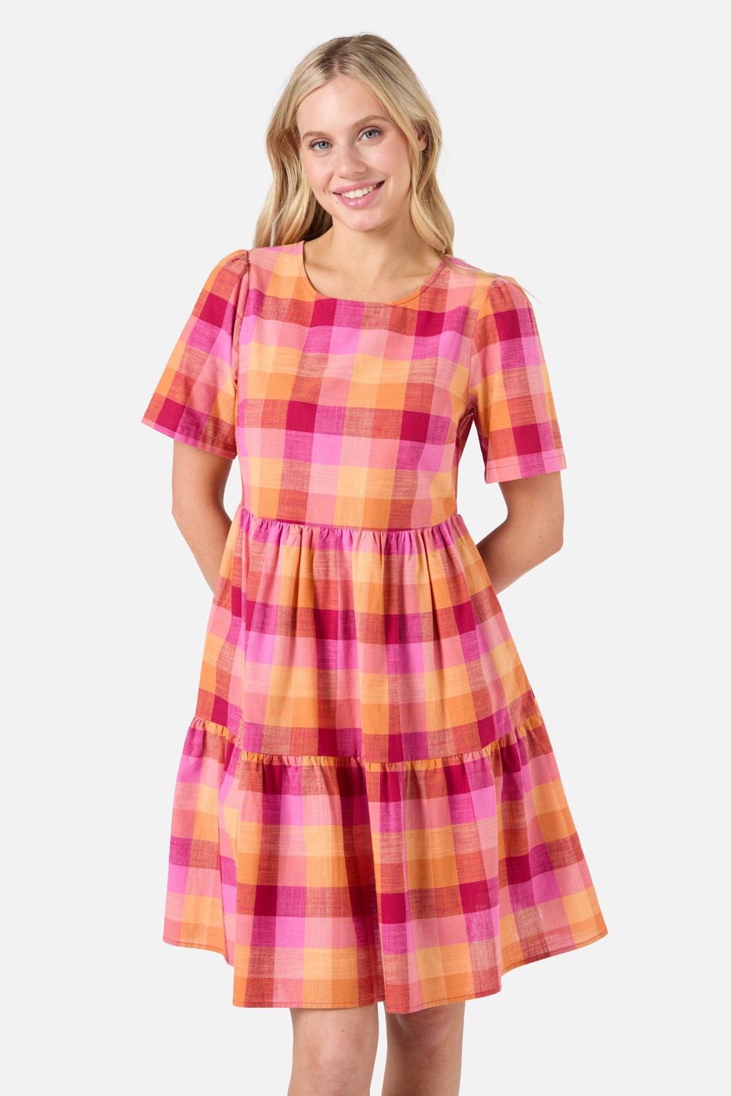 Maxine Check Smock Dress for Women - Stylish Floral Print Casual Summer Dress - Perfect for Beach, Vacation & Everyday Wear