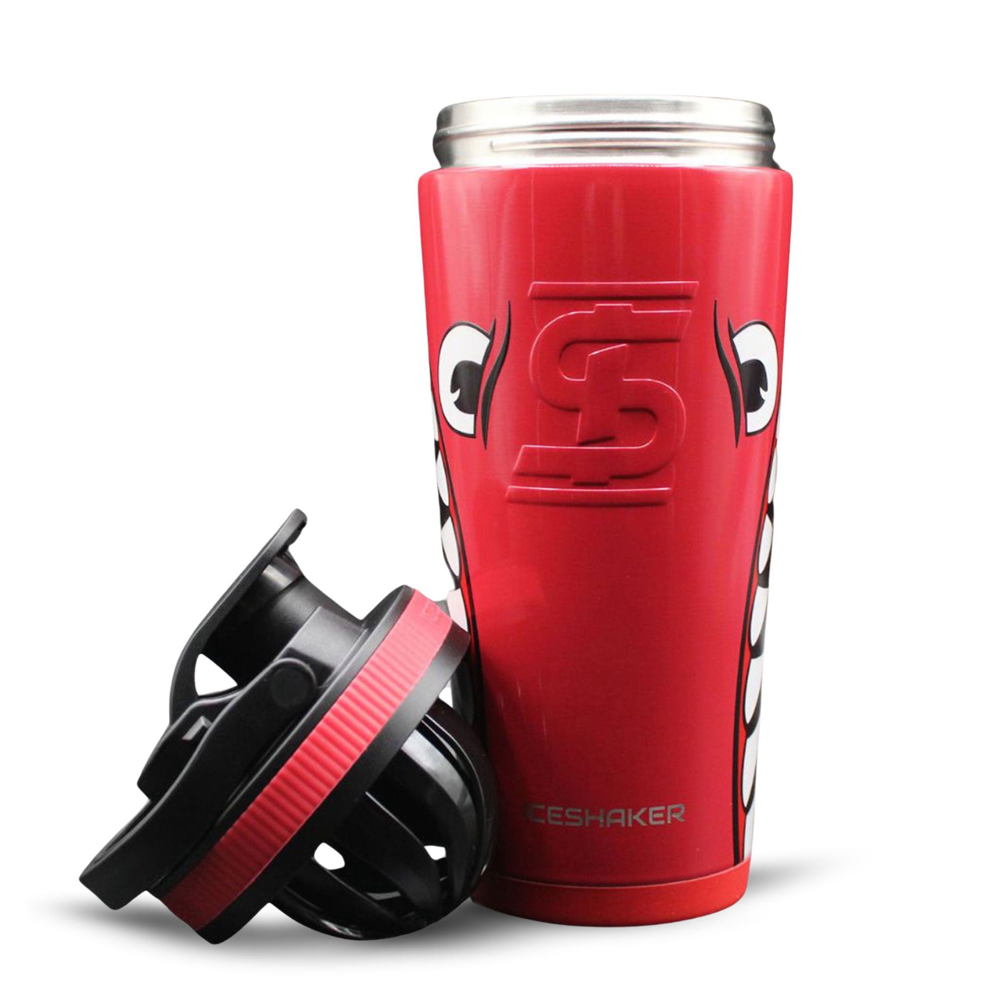 26oz Insulated Ice Shaker Bottle - Red Bomber Style for Gym, Workout & Protein Drinks | Leakproof & BPA Free | Perfect for Bodybuilding, Fitness & Sports Hydration