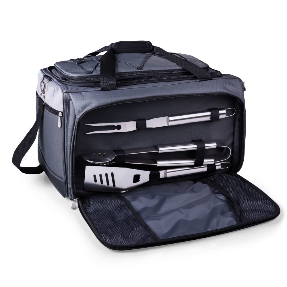 PICNIC TIME NCAA Unisex-Adult Portable Charcoal Grill & Cooler Tote - Perfect for Tailgating, Beach Parties, Camping and Outdoor BBQs