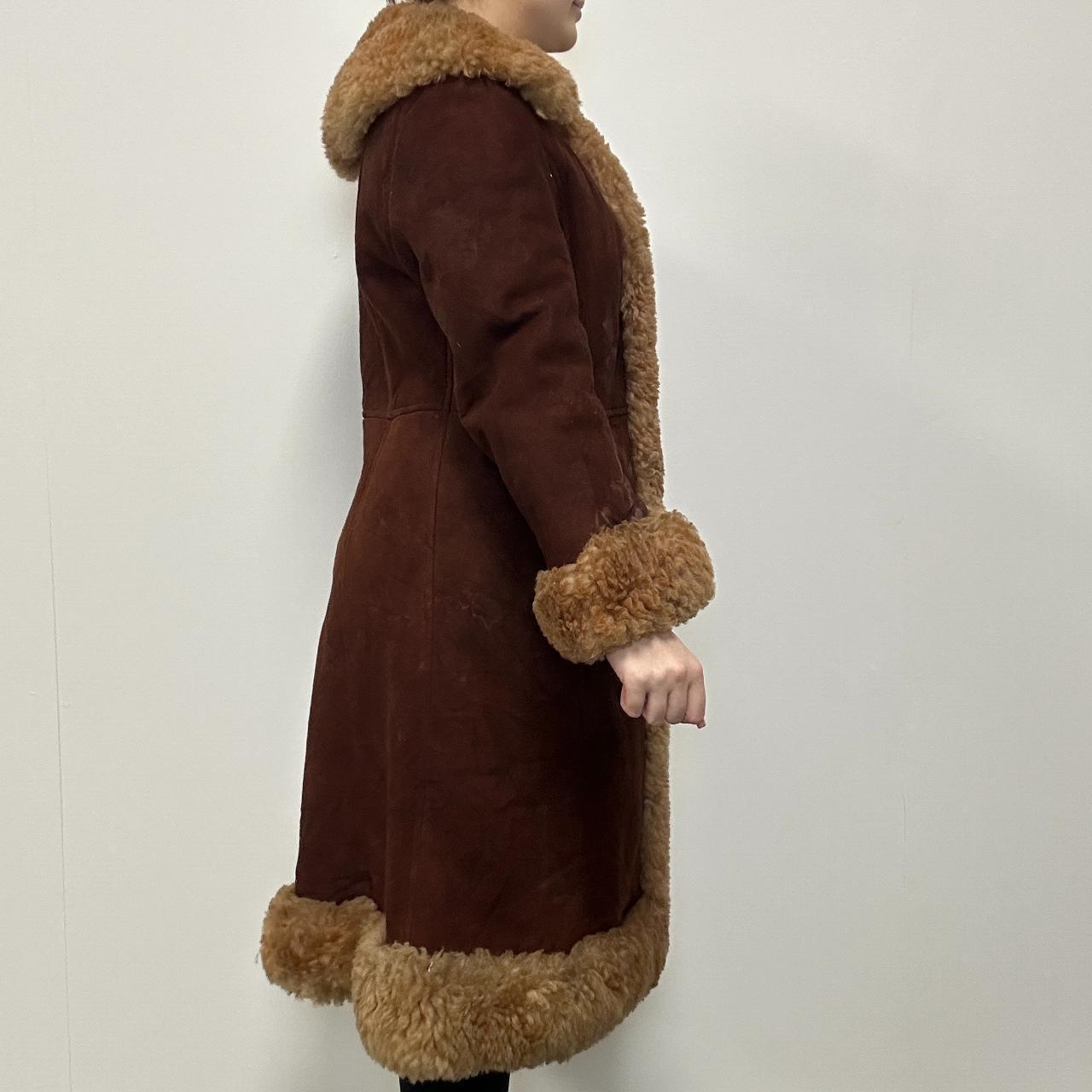 Genuine Brown Sheepskin Shearling Suede Coat - Medium Size | Warm Winter Jacket for Women & Men | Perfect for Cold Weather & Outdoor Activities