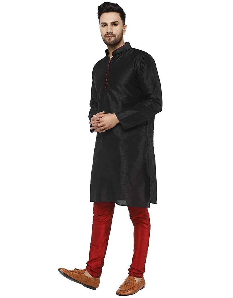 Black Kurta Dhupion Silk Chudidaar - Elegant Traditional Indian Outfit for Women | Perfect for Festivals, Weddings & Special Occasions