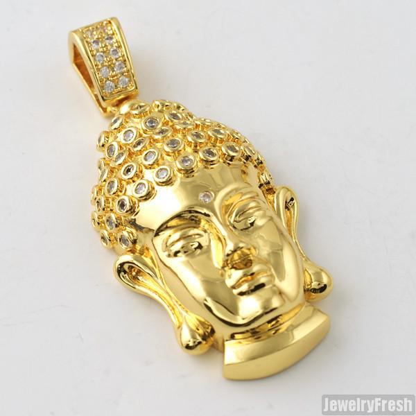 3D Gold-Plated CZ Buddha Head Pendant Necklace for Men & Women - Spiritual Jewelry for Meditation, Yoga & Buddhist Gifts