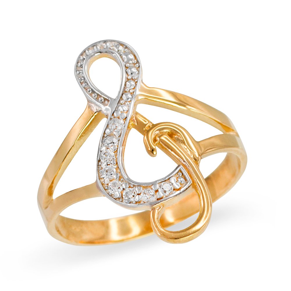 10k Yellow Gold Treble G-Clef Music Note Diamond Ring - Elegant Jewelry Gift for Musicians, Music Lovers & Special Occasions
