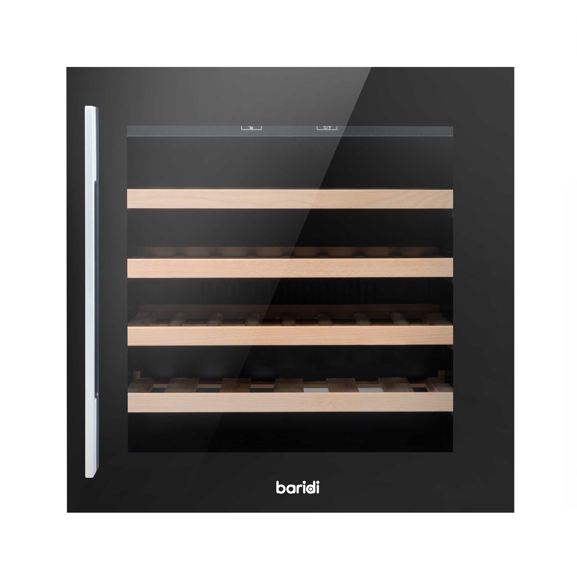 Baridi 60cm Built-In 36 Bottle Wine Cooler Refrigerator with Beech Wood Shelves - Black (DH206) for Home, Kitchen, Bar, or Restaurant Wine Storage