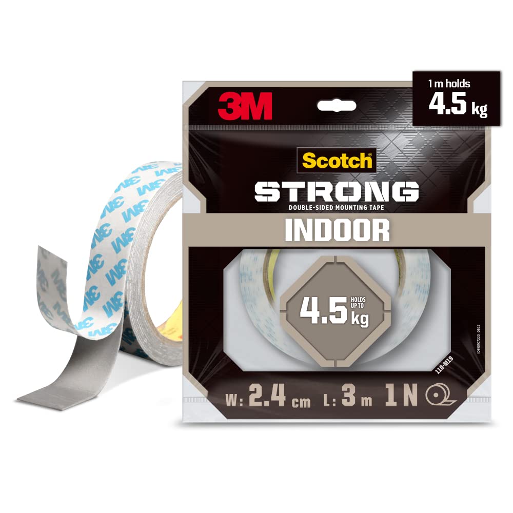 3M Scotch Double Sided Foam Tape Heavy Duty - Strong Mounting Tape for Extension Cords, Home Decor, Electronics on Walls, Tiles, Wood & Car Dashboard - Perfect for Home Organization & DIY Projects